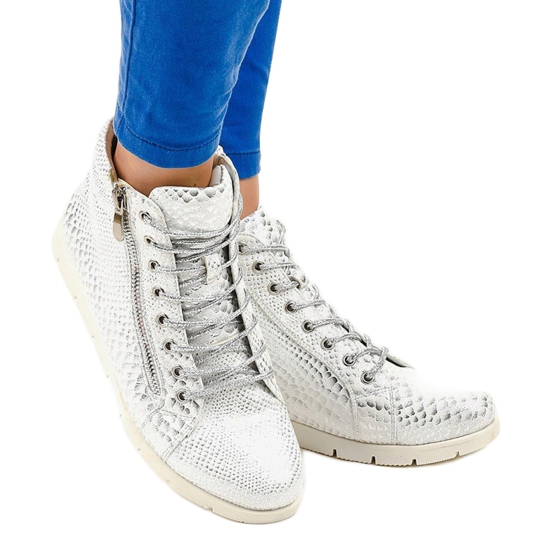 Botas prateadas com cordão e zíper 1557-38A cinza 1