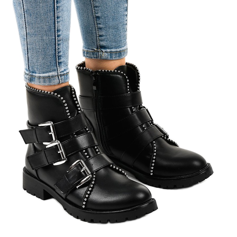 Botas pretas femininas com zíper 2580 preto 1