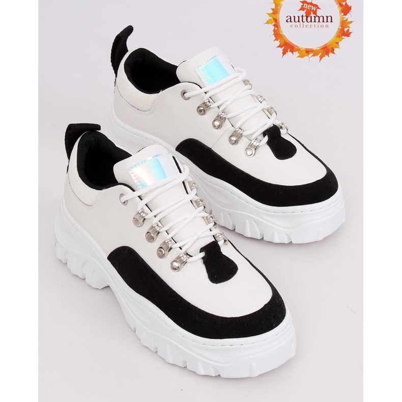 Sapatos de sola alta preto e branco PF5329 Preto 1