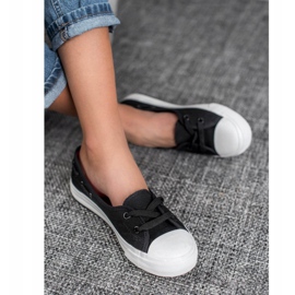 J. Star Tênis elegantes e baixos preto 2