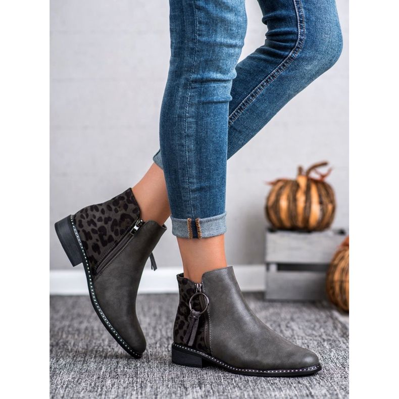 Filippo Botas elegantes com zíper cinza 1