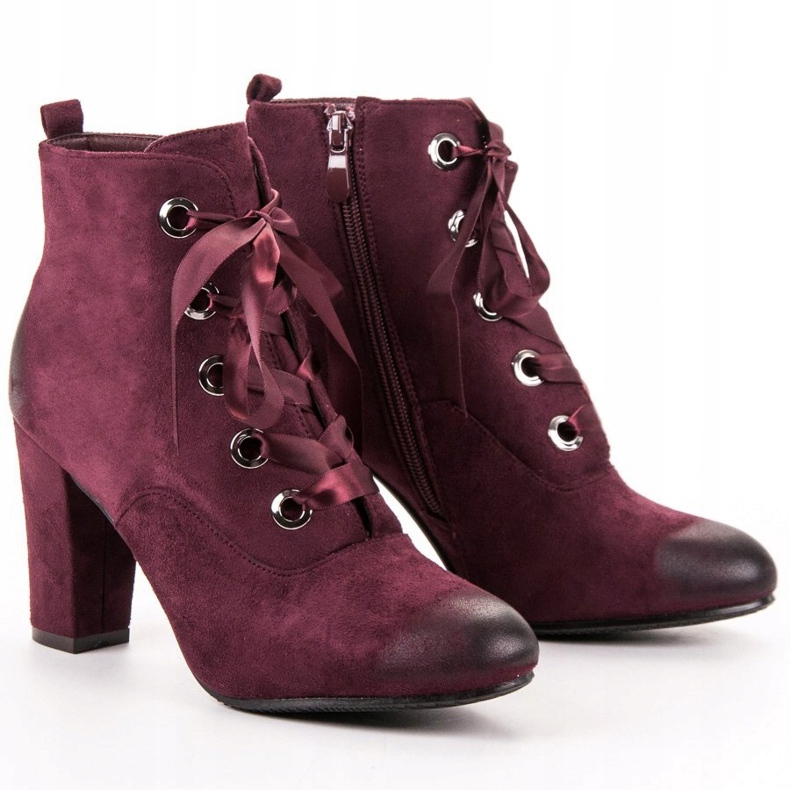 Vinceza Botas de camurça cor de vinho vermelho 1