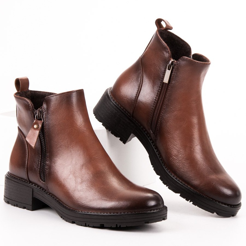 Vinceza Botas de tornozelo baixas com zíper castanho 1 Vinceza Botas de tornozelo baixas com zíper castanho 1