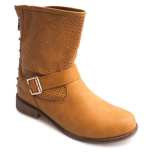 Botas Openwork com zíper TLT1302 Camel marrom 1