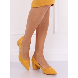 Bombas com salto largo amarelo KJ-10 Amarelo 2 Bombas com salto largo amarelo KJ-10 Amarelo 2