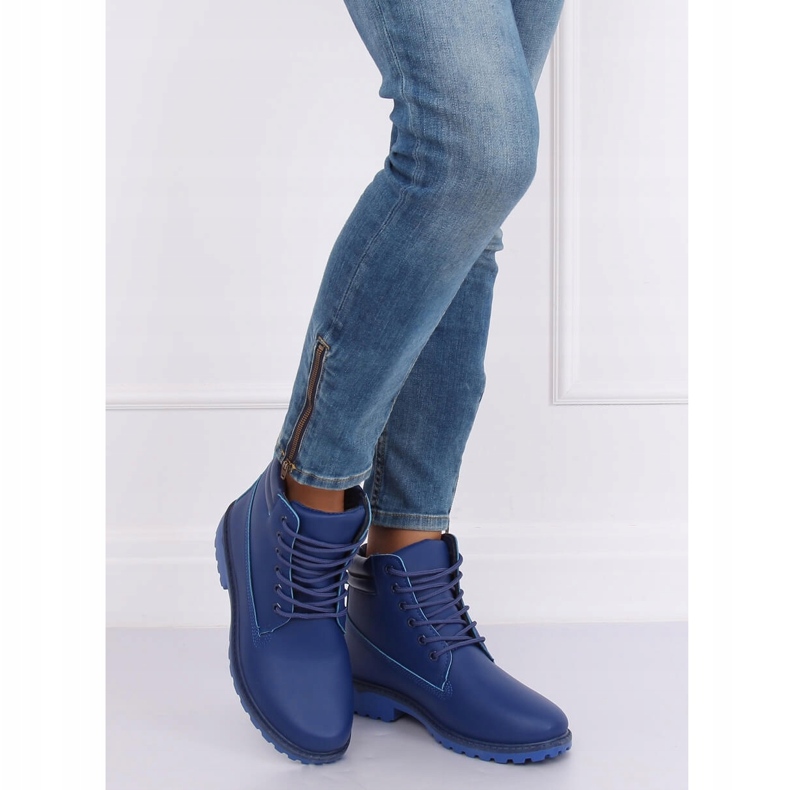 Botas de madeira para mulheres azul marinho W-3033 Blue azul-marinho 2