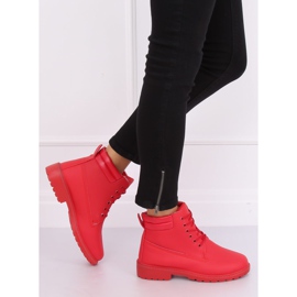 Botas vermelhas femininas de madeira W-3033 Vermelho 1
