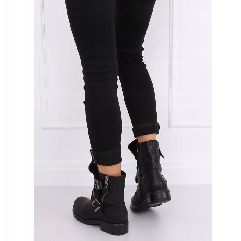 Botas pretas com pele 1061A-PA preta preto 1