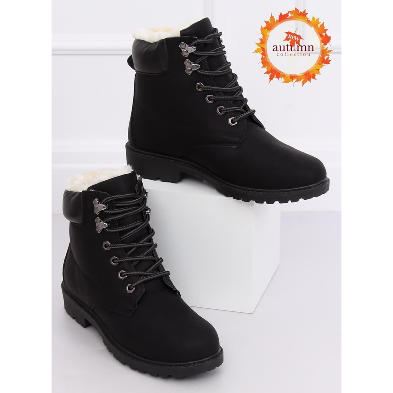 Botas femininas pretas com isolamento de madeira 1121-PA pretas preto 1