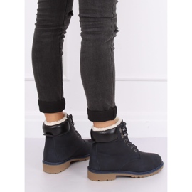 Botas femininas com isolamento de madeira azul marinho 1121-PA DK.BLUE azul-marinho 1
