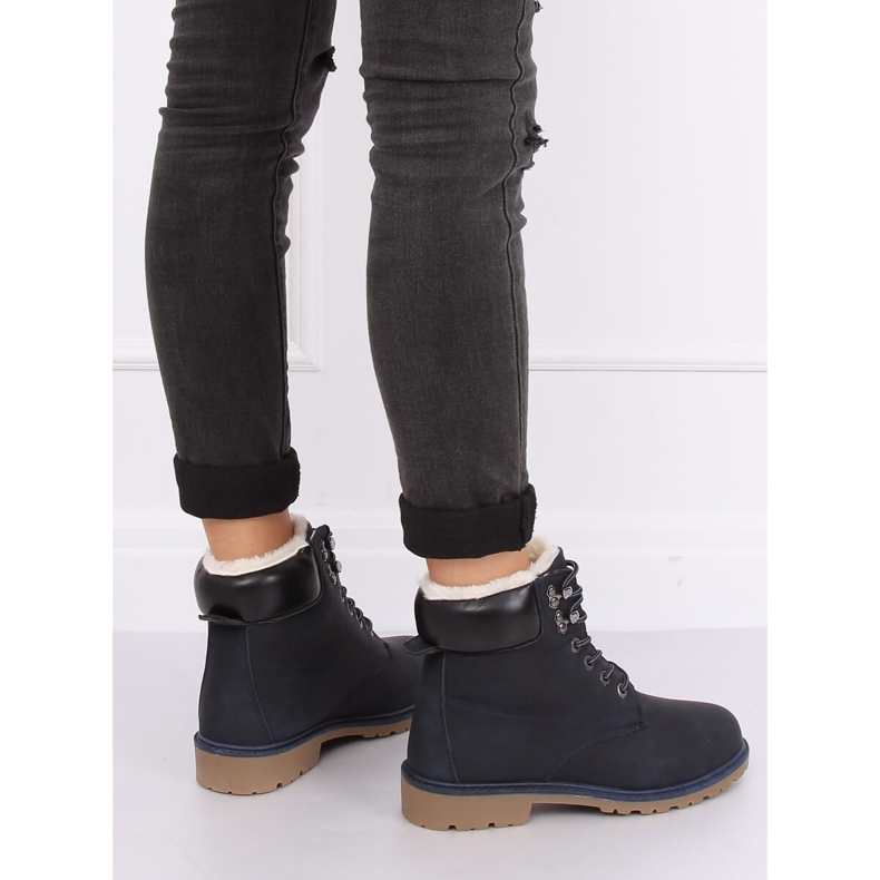 Botas femininas com isolamento de madeira azul marinho 1121-PA DK.BLUE 1