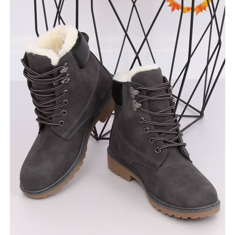 Botas femininas cinza com isolamento de madeira 1121-PA cinza 1 Botas femininas cinza com isolamento de madeira 1121-PA cinza 1