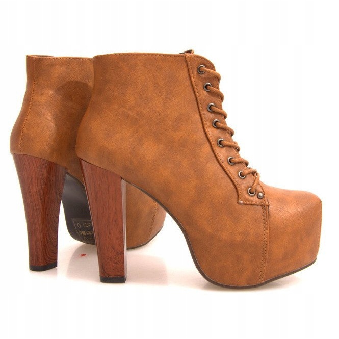 Botas sólidas no salto K764 Camel castanho 1 Botas sólidas no salto K764 Camel castanho 1