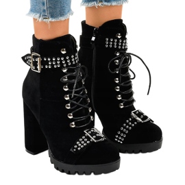 Botins de camurça preta no poste LS5071 preto 1