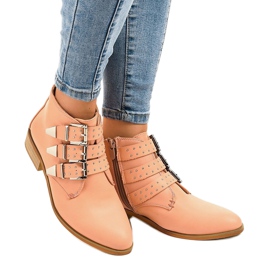Botas rosa com fivela de zíper A-263 1