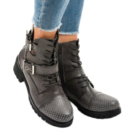 Botas femininas cinza com sola M257 maciça 1