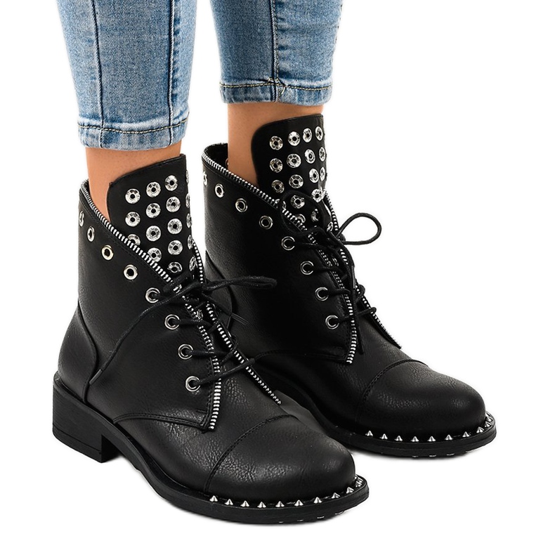 Botas pretas femininas com zíper BH132-KB preto 1 Botas pretas femininas com zíper BH132-KB preto 1
