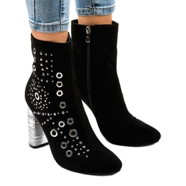 Botins de camurça preta no poste AE28P preto 1