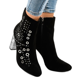 Botins de camurça preta no poste AE28P preto 2 Botins de camurça preta no poste AE28P preto 2