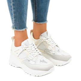 Calçados esportivos femininos brancos da moda C2 1