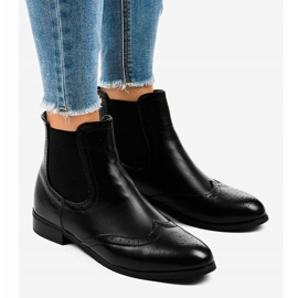 Botas pretas com elástico T113 eco-couro preto 1
