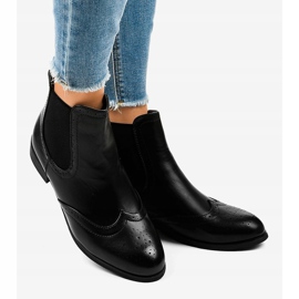 Botas pretas com elástico T113 eco-couro preto 2