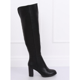 Botas acima do joelho no poste preto F128 Preto 1