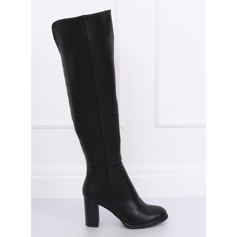 Botas acima do joelho no poste preto F128 Preto 1