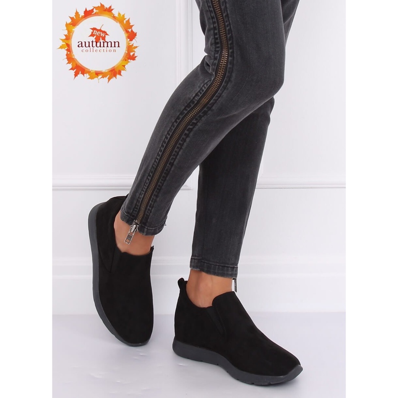 Sapatos pretos em uma cunha oculta preta ZY-7K67 preta 1