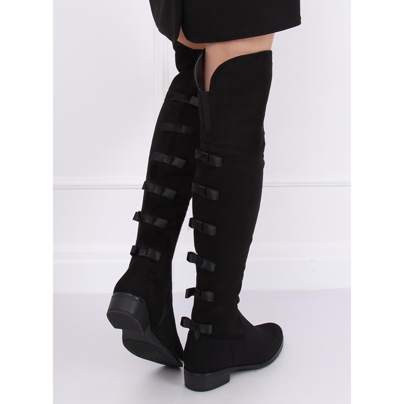 Botas de montaria femininas com laço preto H202 Preto 1