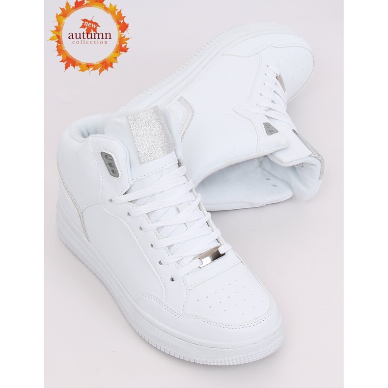 Sapatos esportivos de tornozelo alto branco e prata 107-18 BRANCO / PRATA 1