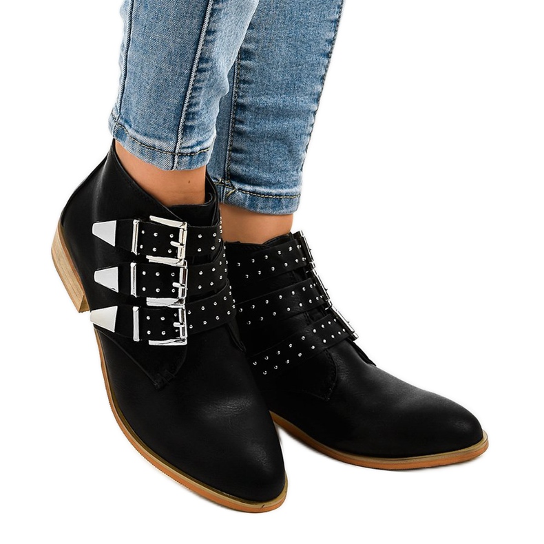 Botas pretas com fivela de zíper A-263 preto 2