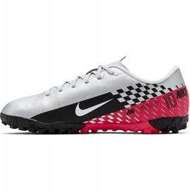 Chuteira Nike Mercurial Vapor 13 Academy Neymar Tf Jr AT8144-006 cinza branco 2 Chuteira Nike Mercurial Vapor 13 Academy Neymar Tf Jr AT8144-006 cinza branco 2