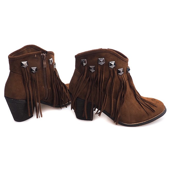 Botas combinadas Fringe Boho 99-105 Camel castanho 1