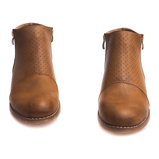 Botas Openwork com zíper H197 Camel marrom 1