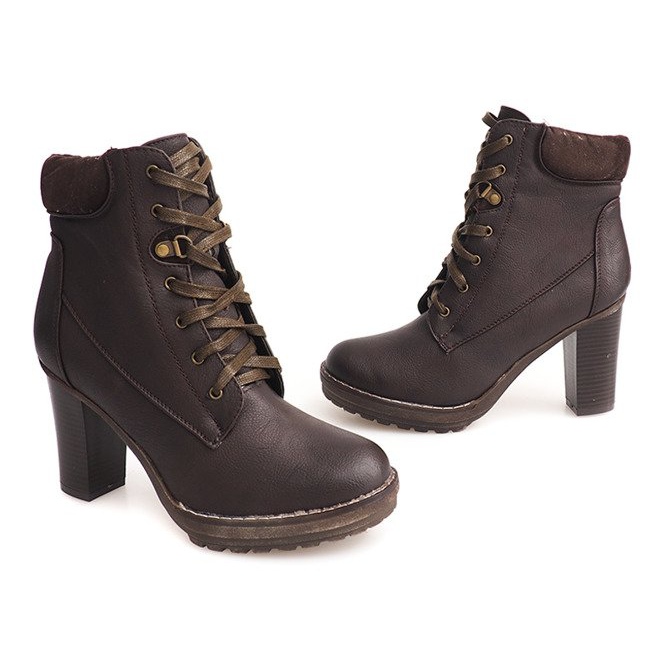 Botas de amarrar com pele T12310-2 marrom castanho 1 Botas de amarrar com pele T12310-2 marrom castanho 1