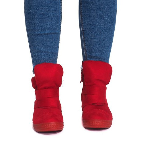 Tênis cunha com velcro vermelho 1703 1