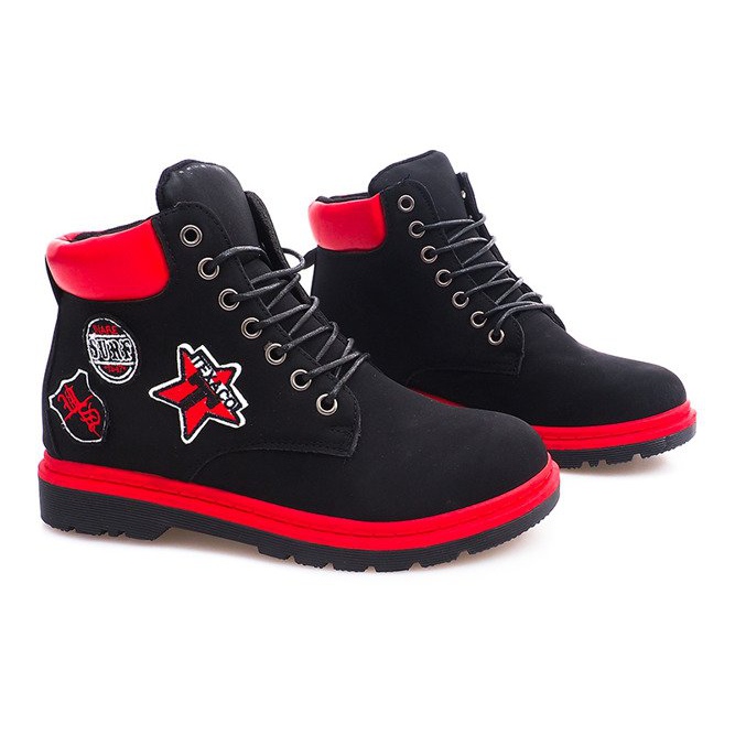 Botas de madeira isoladas SJ1679-1 pretas preto 2