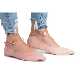 Bailarinas de pele rosa com pérolas 1