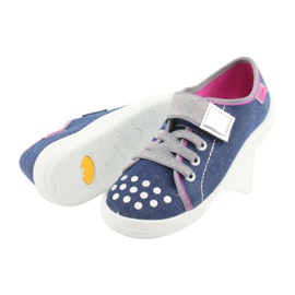 Calçados infantis Befado 251Y109 jeans azul marinho rosa cinza 5