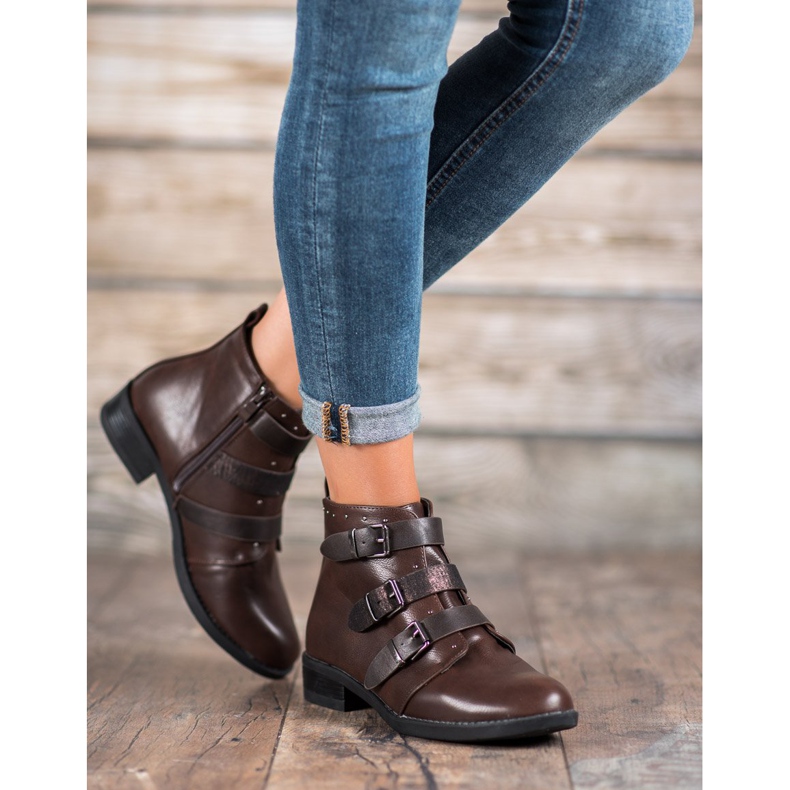 Small Swan Botas Com Listras Decorativas marrom 2