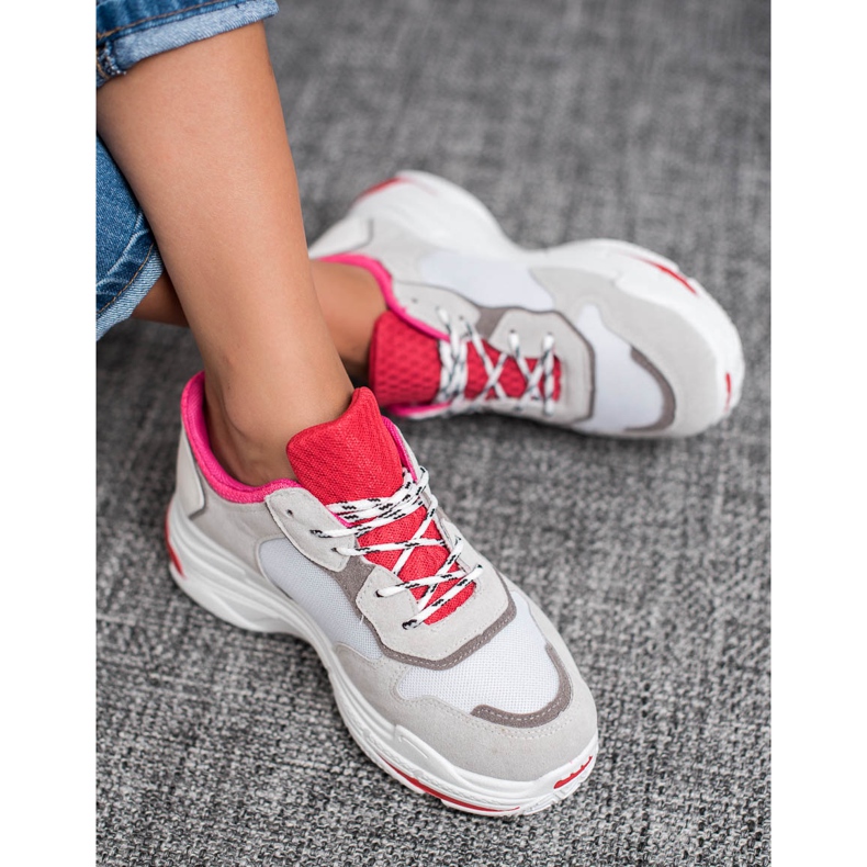 SHELOVET Calçados esportivos de amarrar vermelho cinza 1