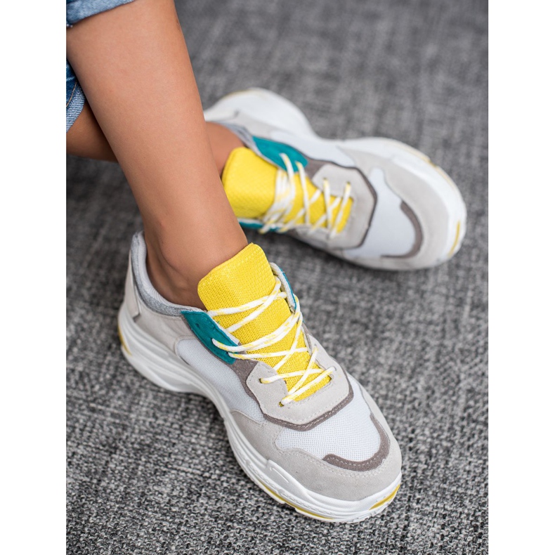 SHELOVET Calçados esportivos de amarrar cinza amarelo 1