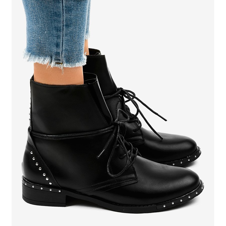 Botas pretas com cordões A-251 preto 2