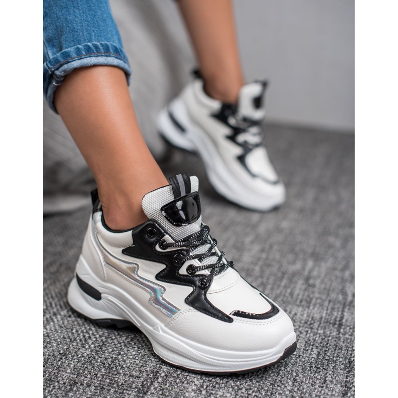 SHELOVET Calçados esportivos feitos de couro ecológico branco multicolorido 1