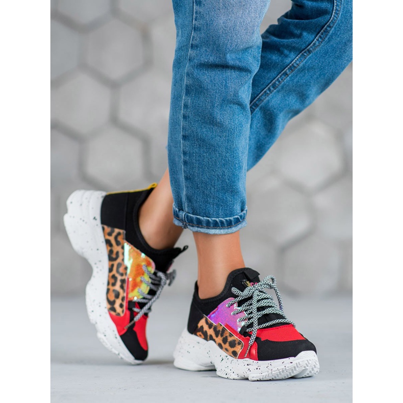 SHELOVET Calçados esportivos com estampa de leopardo vermelho multicolorido 2 SHELOVET Calçados esportivos com estampa de leopardo vermelho multicolorido 2