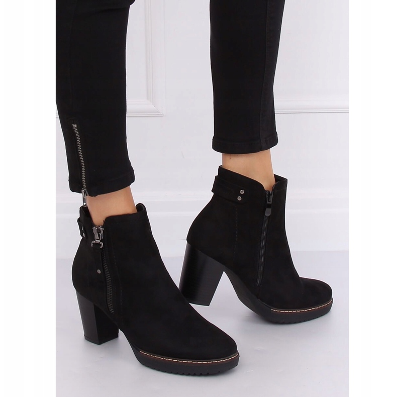 Botas pretas de camurça preta 8B856 pretas de salto alto preto 2