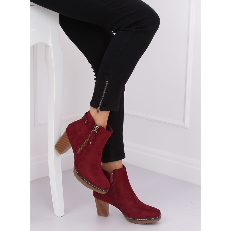 Botas de salto alto camurça marrom 8B856 Vinho vermelho 2