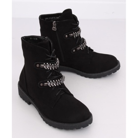 Botas pretas com cordões H8-118 pretas preto 2 Botas pretas com cordões H8-118 pretas preto 2