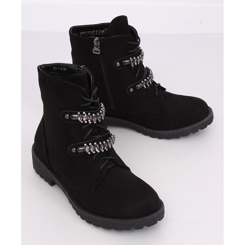 Botas pretas com cordões H8-118 pretas preto 2 Botas pretas com cordões H8-118 pretas preto 2